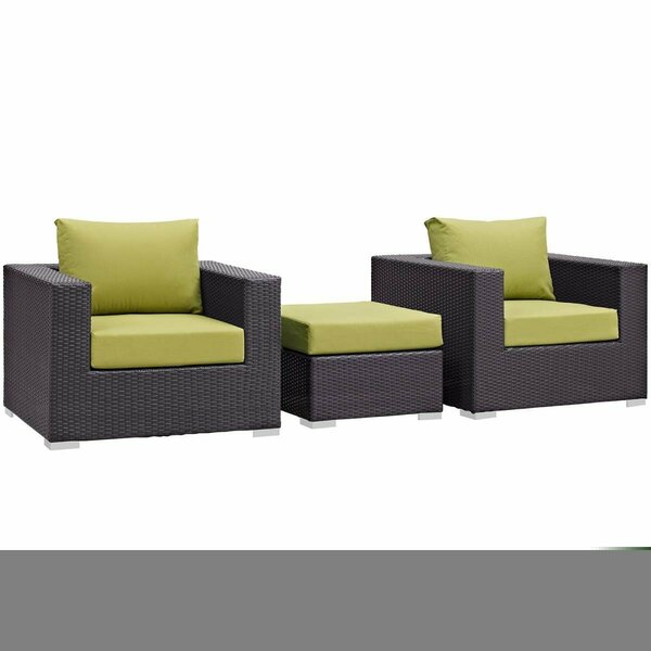 Modway Furniture Convene Outdoor Patio Sofa Set, Espresso Peridot - 3 Piece EEI-2174-EXP-PER-SET